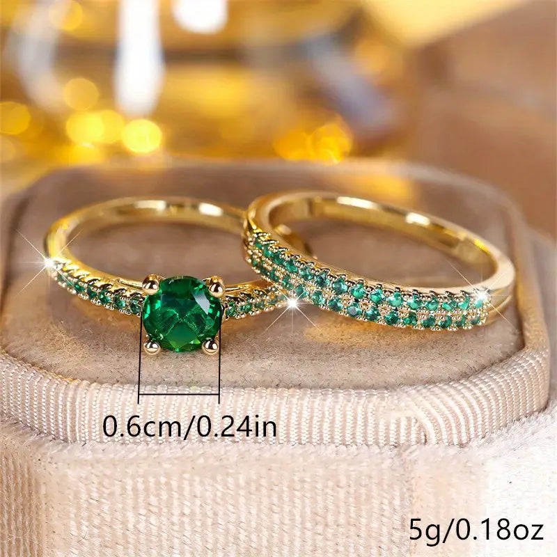 Serena Emerald Duo Ring Set žiedų rinkinys