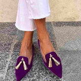 Loaferis su elegantiškais pompomai