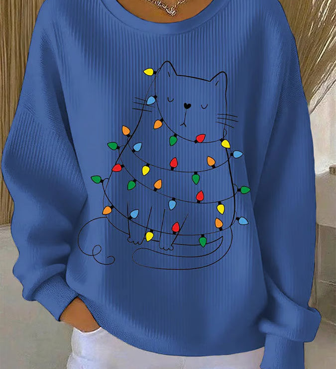 Saar - Kalėdinis megztinis su kačių raštu