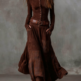 Azucena - Zomšinė Ilga suknelė su Diržu